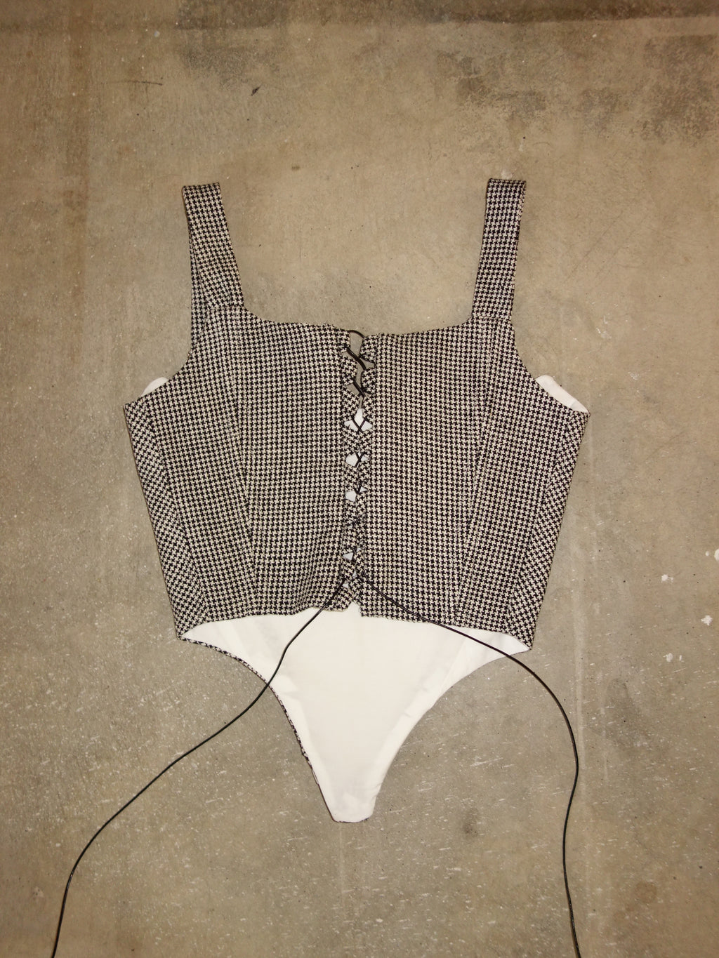 [s] Silk Houndstooth Corset