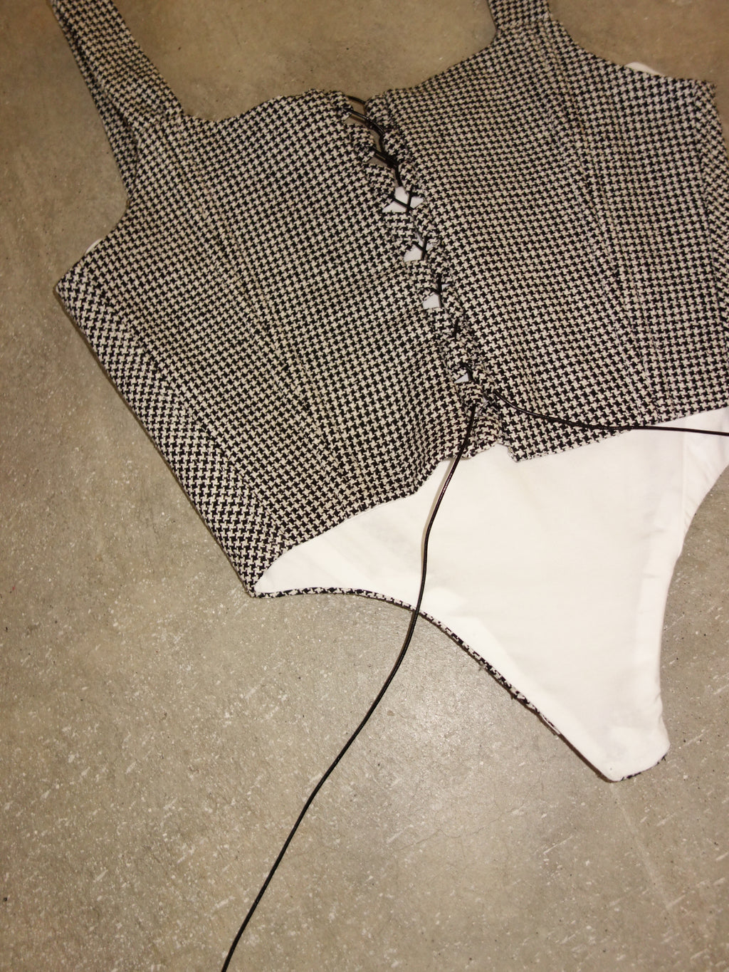 [s] Silk Houndstooth Corset